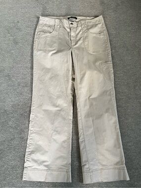 French Cuff Cream Wide Leg 
 Cotton Pants Sz. 14